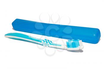 tooth-brush and box  isolated on the white background