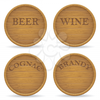 set wooden barrel vector illustration isolated on white background