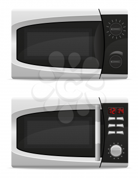 microwave oven with mechanical and electronically controlled vector illustration isolated on white background