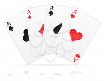 playing cards aces of different suits vector illustration isolated on white background