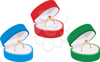 Royalty Free Clipart Image of Rings in Boxes