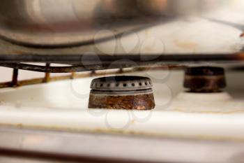 old burner on a gas cooker