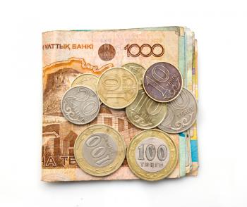 money on white background Kazakhstan 