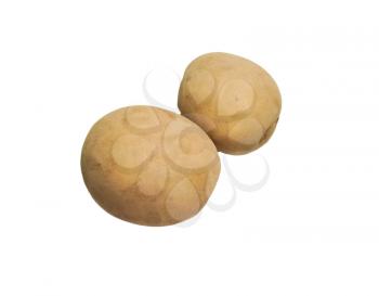 Two fresh potatoes isolated on white background 