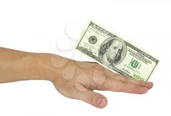 hand with dollar banknotes isolated on white 