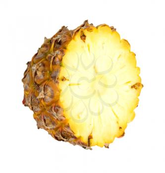 Pineapple slice isolated over white background. 