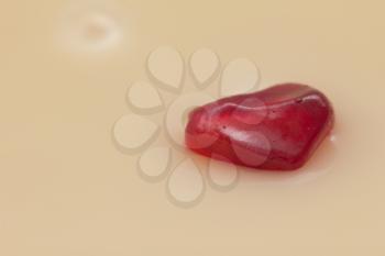 juicy ripe red pomegranate in milk