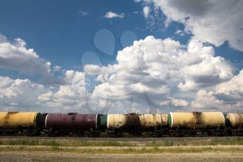 train with wagons on the railway