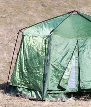Green tent in nature