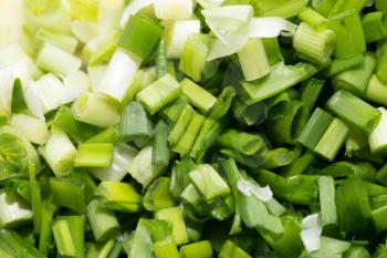 background of chopped green onions. macro