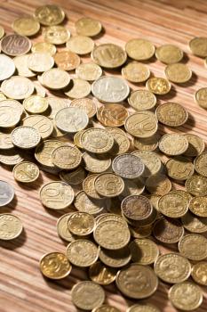 coins on the table as a background