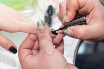 manicure in beauty salon