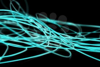 blue cable on a black background. The inversion