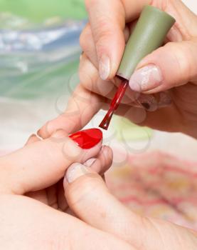 Manicure in a beauty salon