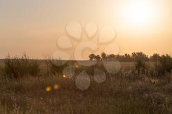 Sunset in the steppes of Kazakhstan