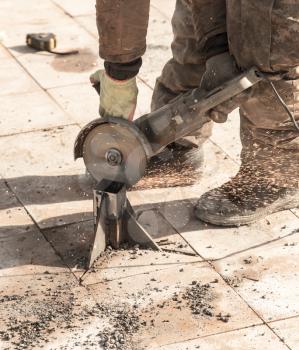 Working tool in a park in nature