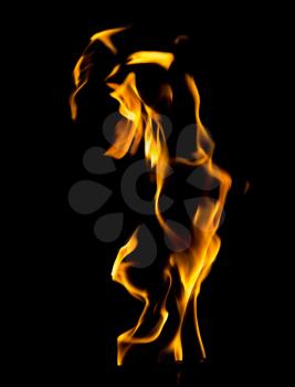 Flame of fire on a black background .