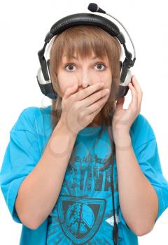 Royalty Free Photo of a Girl Wearing Headphones