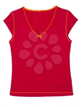 Women's T-shirt sporting the red on a white background