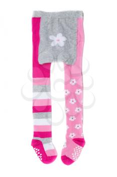 Pink children's tights. Isolate on white.
