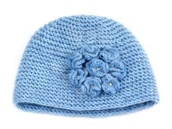 blue knitted hat isolated on white background
