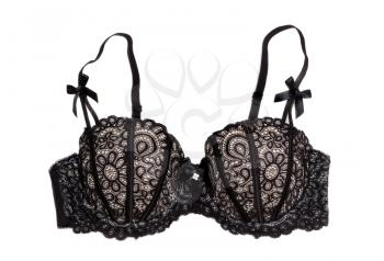 Sexy black lace bra. Isolate on white.