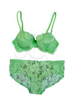 Set a green lingerie, isolate on a white background, studio