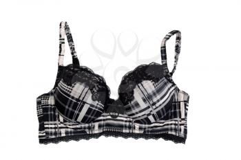 Bra with checkered pattern. Size 80B. Isolate on white.