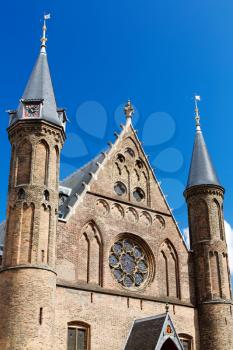 Castle in Rotterdam against the blue sky. Holland.