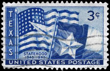 Royalty Free Photo of a 1945 US Stamp of Texas Statehood Centenary