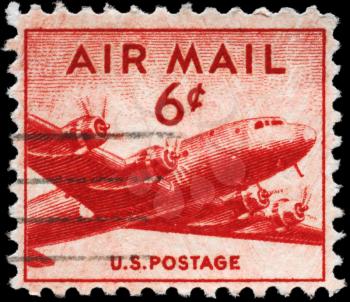 Royalty Free Photo of 1947 US Stamp of the Douglas DC-4 Skymaster
