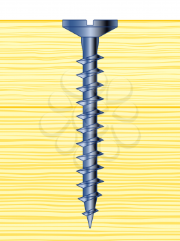 Illustration of the screw in wood planks