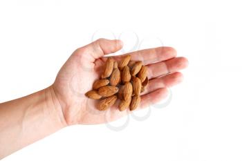 Royalty Free Photo of a Person Holding Almonds