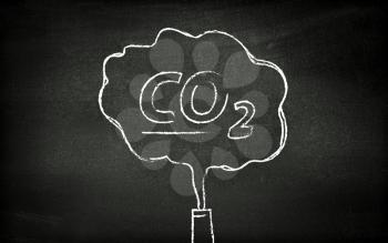 CO2 illustrated on blackboard