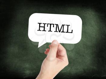 HTML written on a speechbubble