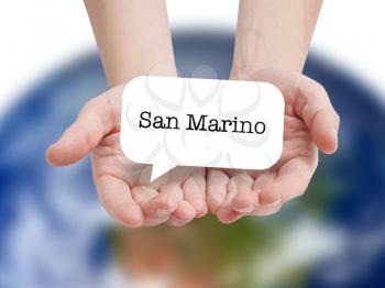 San Marino written on a speechbubble