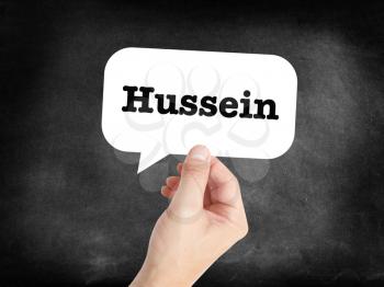 Hussein written in a speechbubble 