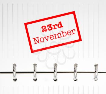 23rd November written on an agenda