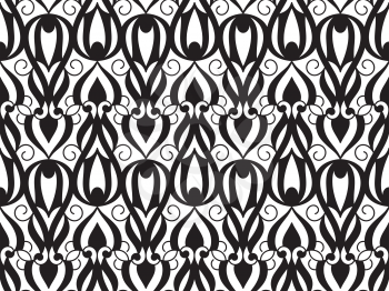 Vector Seamless Black and White Pattern Background