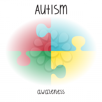 Autism Awareness Print. puzzle with hand lettering