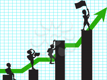 Royalty Free Clipart Image of People Climbing in Business