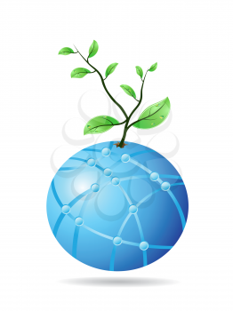 Royalty Free Clipart Image of a Plant Growing From a Globe