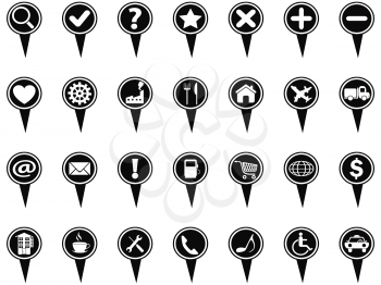 isolated black GPS and Map Navigation icons set from white background