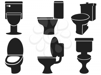 isolated toilet silhouettes from white background
