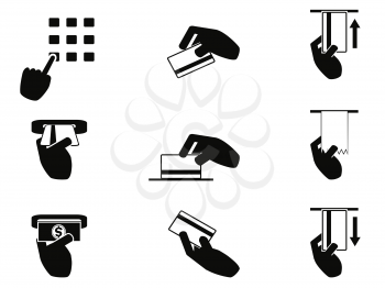isolated ATM hand control icons set from white background