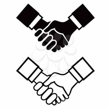 isolated black handshake icon from white background