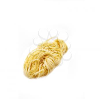 fresh homemade  italian tagliatelle eggs pasta isolated on white