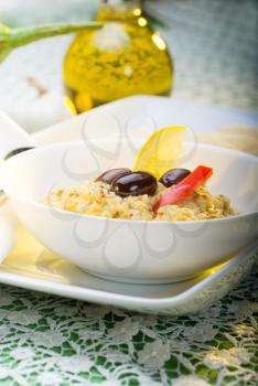 fresh homemade Badingian mutabbal Baba Ghanoush,traditional middle eastern dish