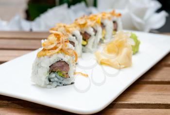 fresh made Japanese sushi rolls called Maki Sushi 