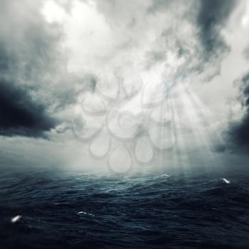 New hope in the stormy ocean, abstract environmental backgrounds